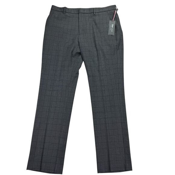 Tommy Hilfiger Mens TH Flex Tate Modern Fit Plaid Dress Pants Gray Blue 36x32 - Picture 1 of 4
